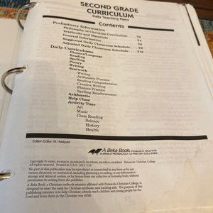 Abeka 2nd Grade Curriculum Lesson Plans- Arithmetic, Reading, Writing, etc.,